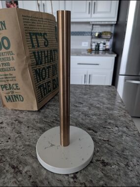 Modern Marble Base Paper Towel Holder - Rose Gold